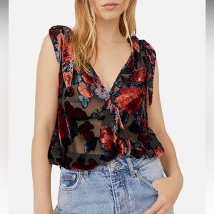 Tied To You Chiffon Velvet Tank Top